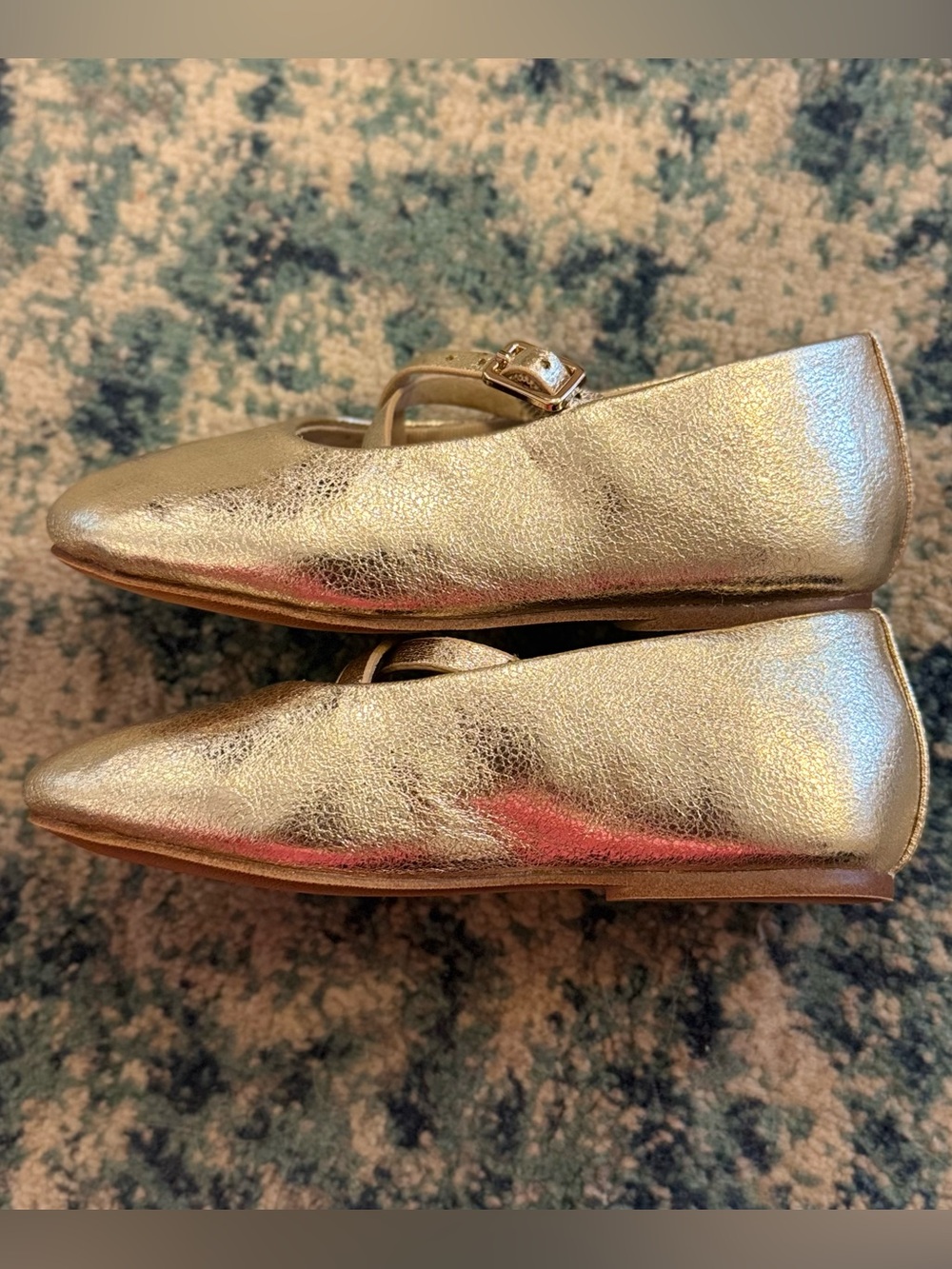 Zara Kids Gold Metallic Mary Jane Flats Size US 7 (EU 23) Toddler Ballet Shoes - Picture 7 of 7